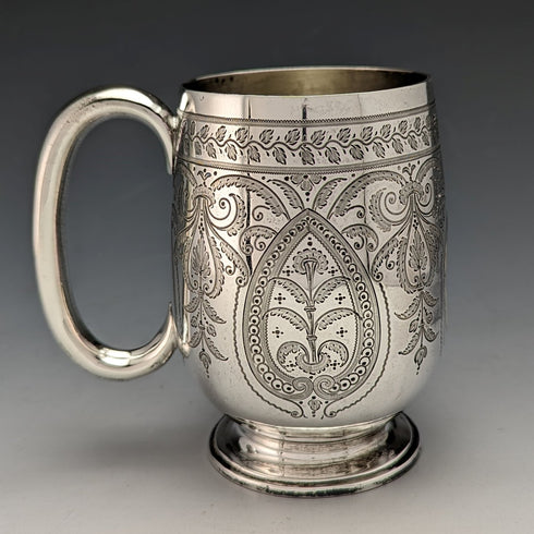 1887 British Antique Sterling Silver Mug 178g John Aldwinckle & Thomas Slater